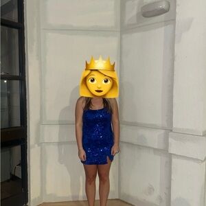 Blue Sequin Mini Dress
